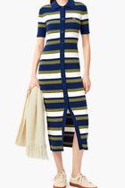 Rib Knit Striped Shirt Dress