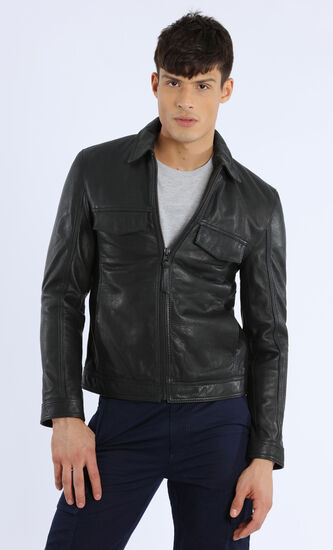 Full Zipped Front Leather Jacket