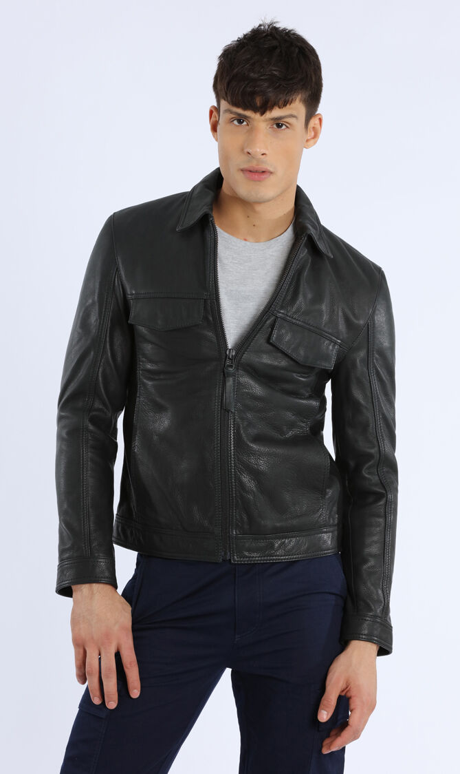 Full Zipped Front Leather Jacket