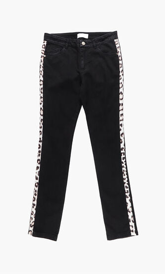 Leopard Print Side Bands Jeans