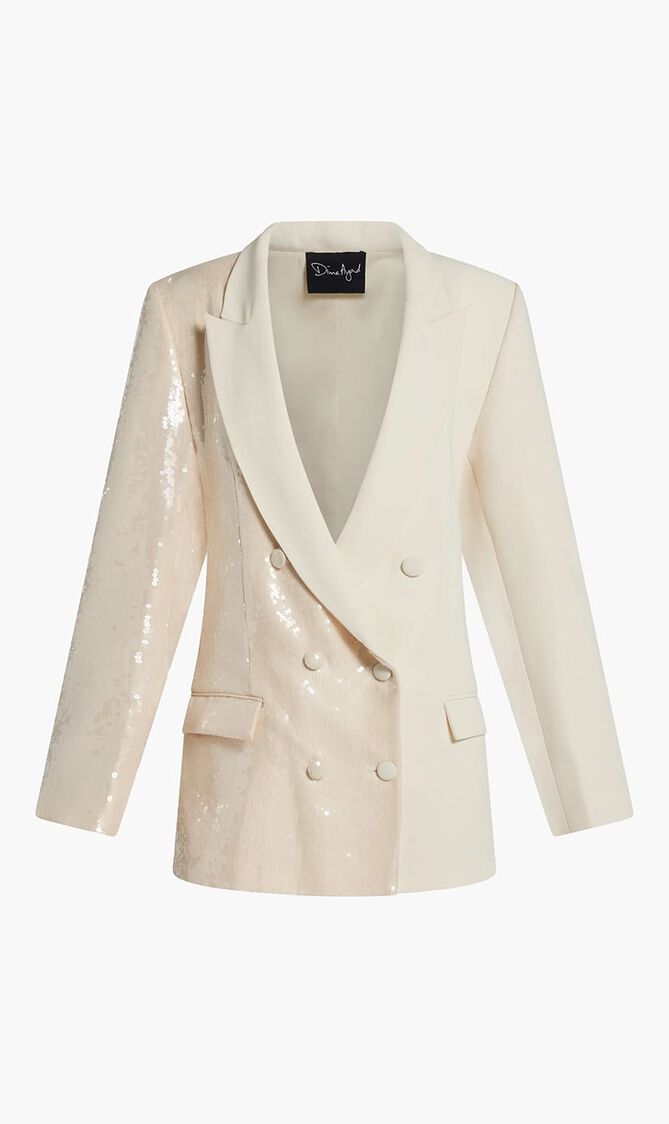 Double Breasted Half and Half Sequined Blazer