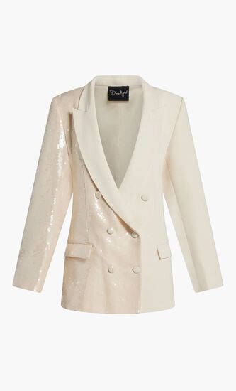 Double Breasted Half and Half Sequined Blazer