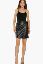 Python Print Eco-Leather Skirt