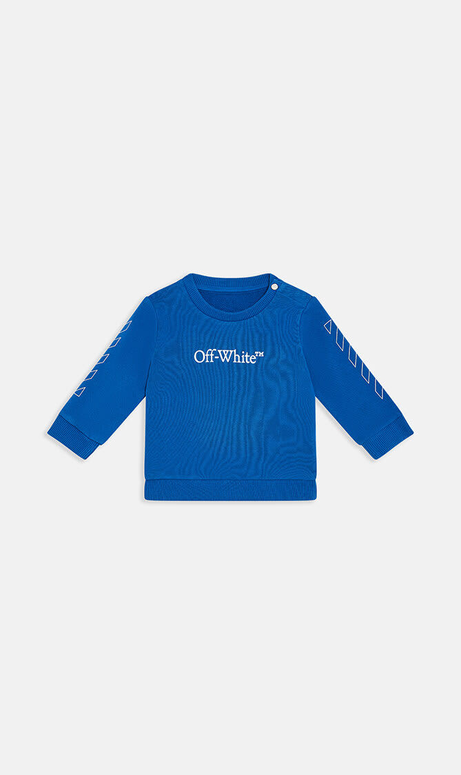 BOOKISH DIAG CREWNECK BLUE WHITE
