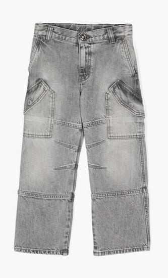 Logo Patch Panelled Straight Leg Cargo Jeans