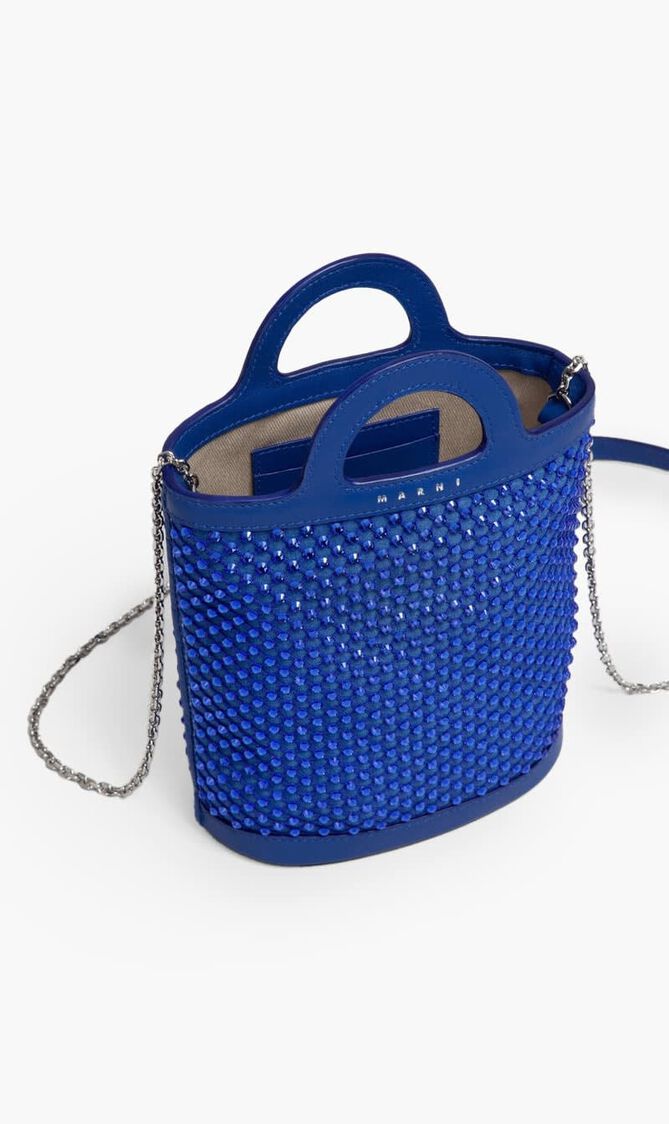 Blue Rhinestone Tropicalia Nano Bucket Bag