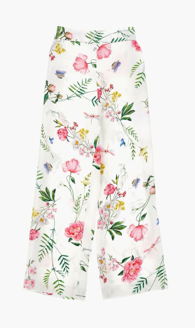 Cream Floral Print Trousers Cream Floral Print Trousers