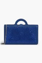 Blue Rhinestone Tropicalia Long Wallet With Chain Strap