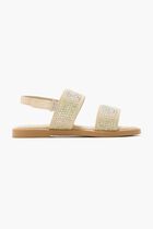 CRYSTALS ALL OVER DECORATED SUEDE LEATHER SANDALS