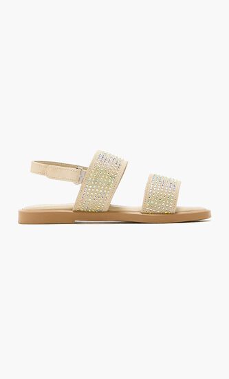 CRYSTALS ALL OVER DECORATED SUEDE LEATHER SANDALS