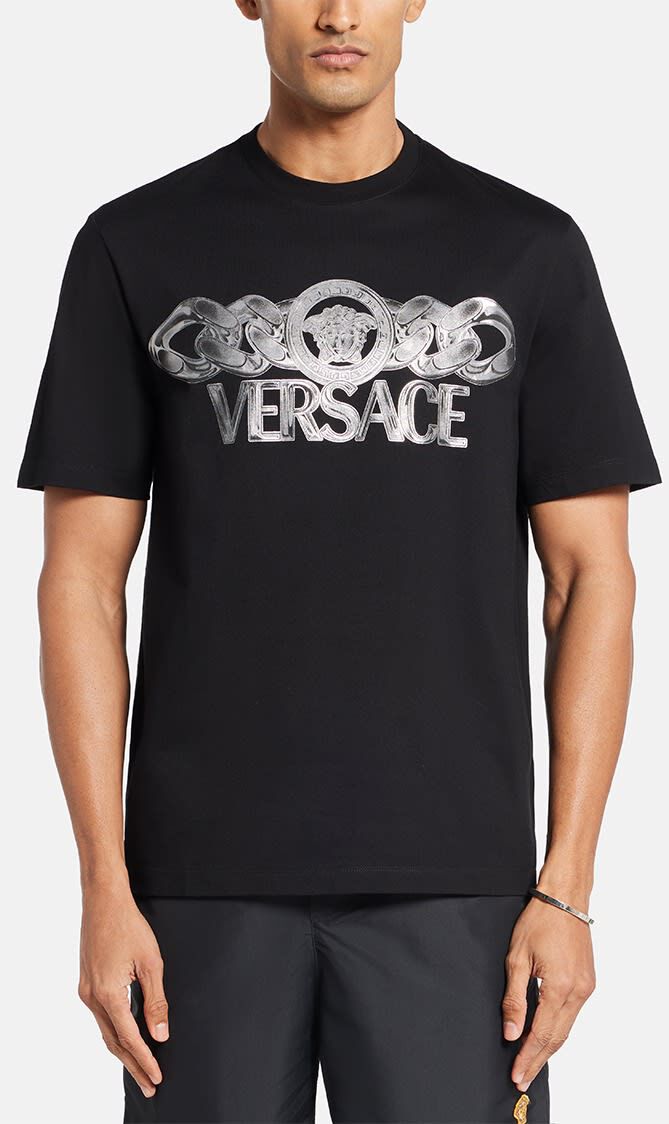 T-SHIRT COMPACT COTTON JERSEY FABRIC + MEDUSA ON CHAIN PRINT