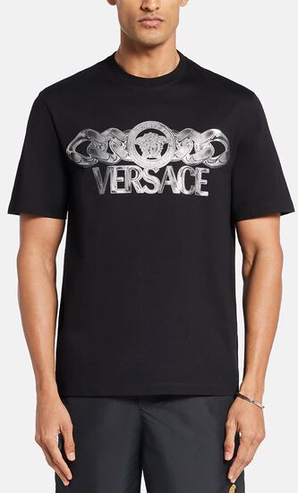 T-SHIRT COMPACT COTTON JERSEY FABRIC + MEDUSA ON CHAIN PRINT