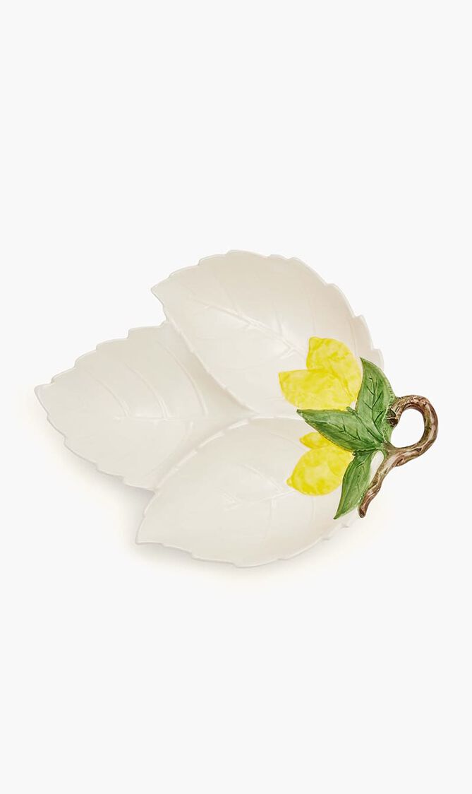 Lemon Leaf Serving Bowl White