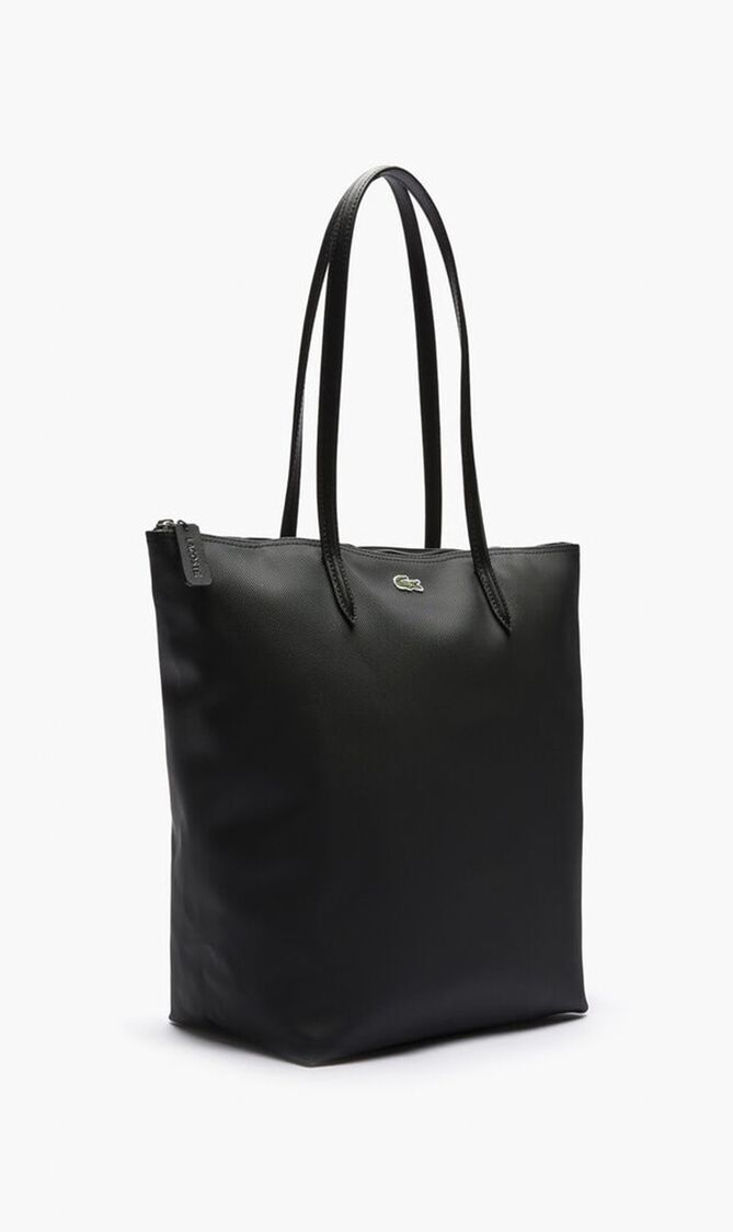 حقيبة يد واسعة بنقشة خطوط رأسية