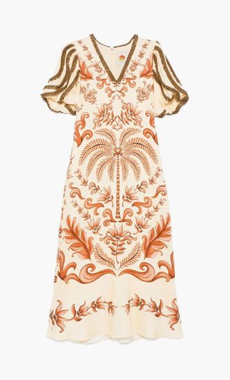 Milani Off White V Neckline Short Sleeve Maxi Dres