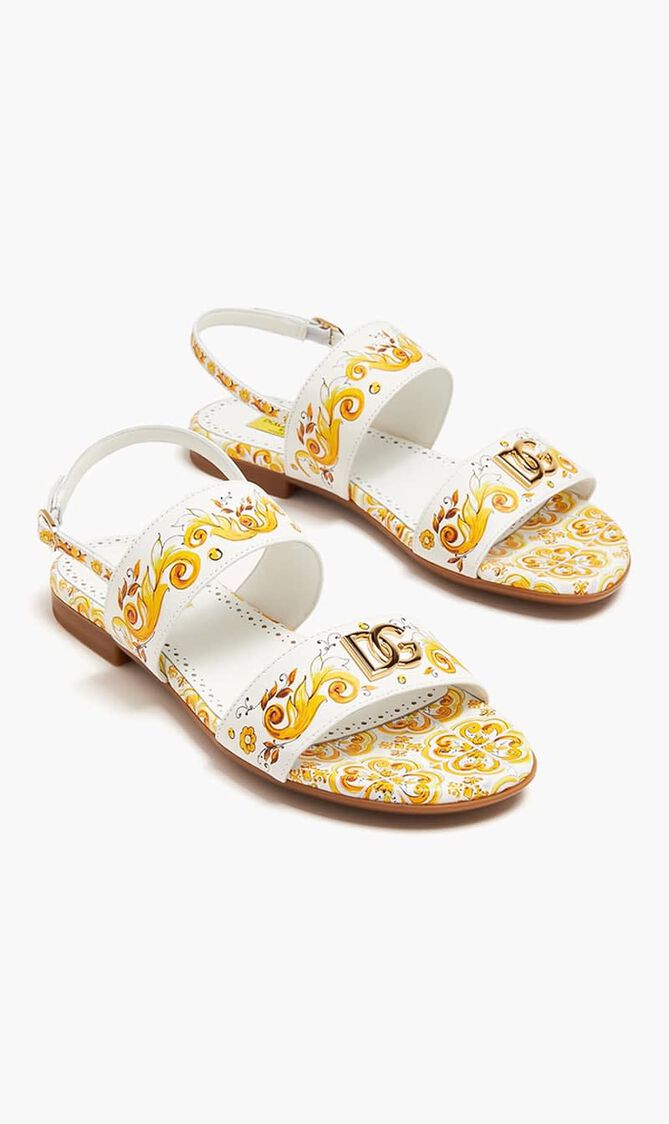 Majolica Print Calfskin Sandals