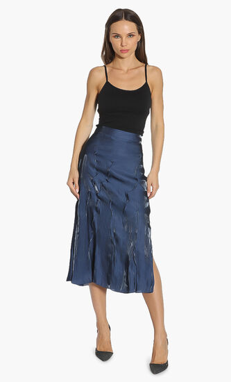 Pleated Textured Midi Skirt