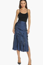 Pleated Textured Midi Skirt