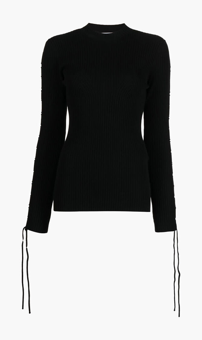 VANISE LACE UP CREWNECK BLACK NO COLOR