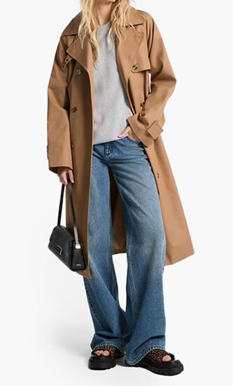 Cotton Oversized Double-Breasted Trench Coat