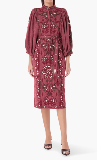 Cross Stitch Embroidered Midi Dress