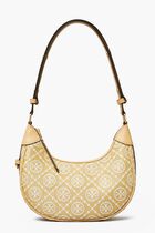 T Monogram Raffia Crescent Bag
