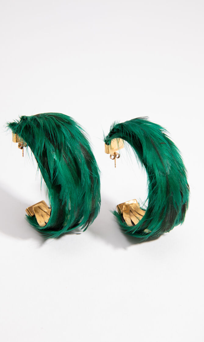 Green Feather Hoops