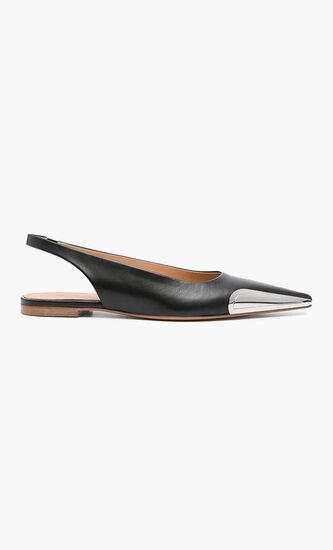 FLAT FRAME SLINGBACK BLACK SILVER