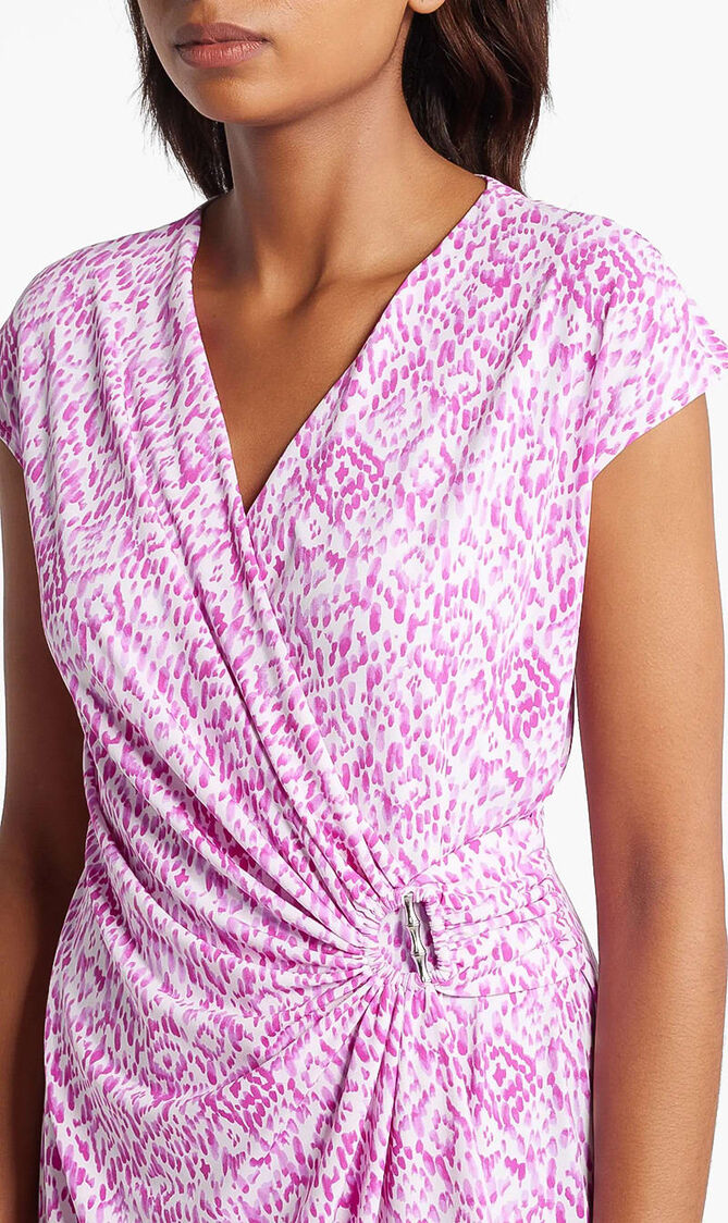 Clara Ocean Ikat Knit Faux Wrap Dress