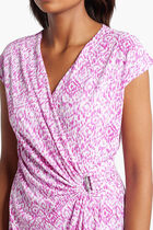 Clara Ocean Ikat Knit Faux Wrap Dress