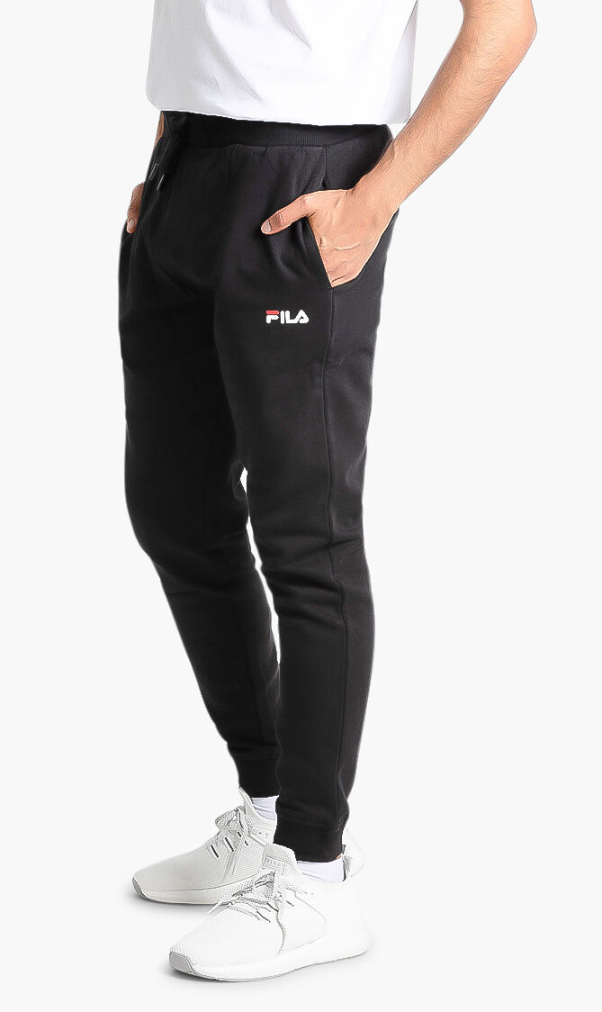 سروال رياضي مزود بأساور مزين بشعار العلامة التجارية