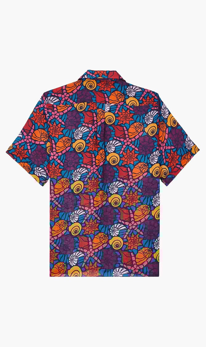 Noumea Sea Shells Linen Bowling Shirt Noumea Sea Shells Linen Bowling Shirt