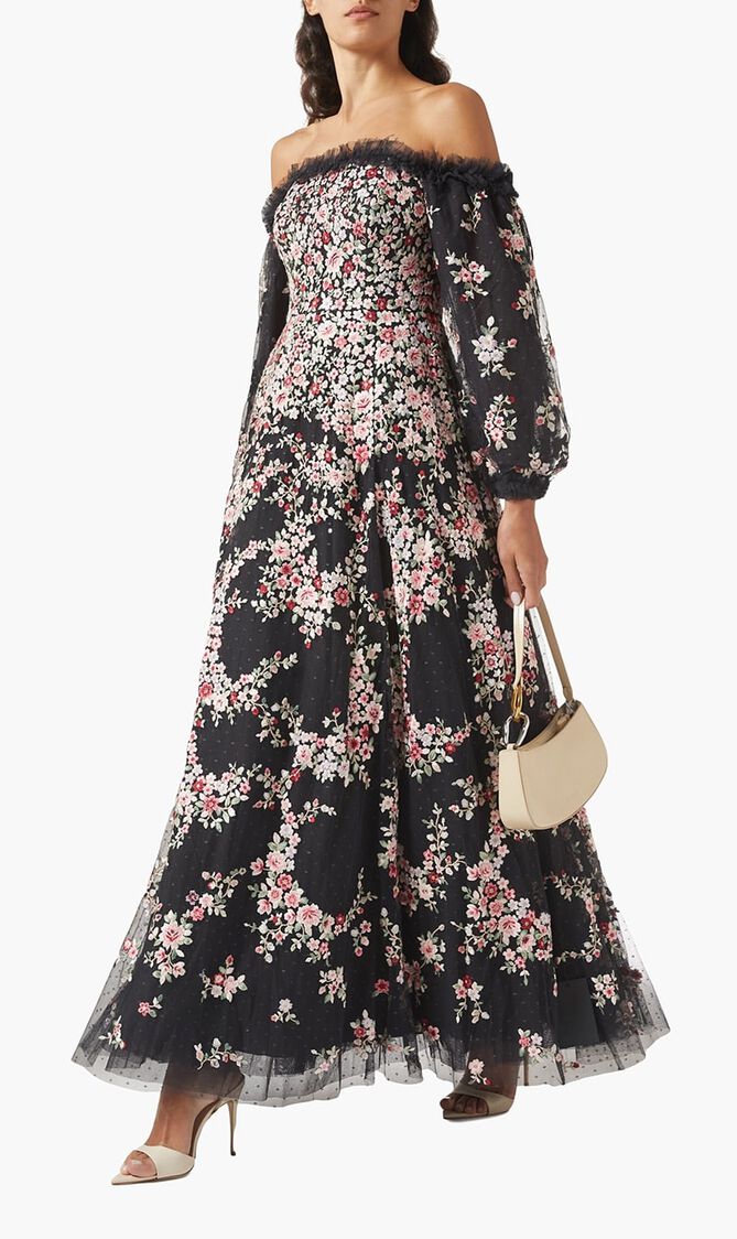 Lunaria Wreath Off Shoulder Gown