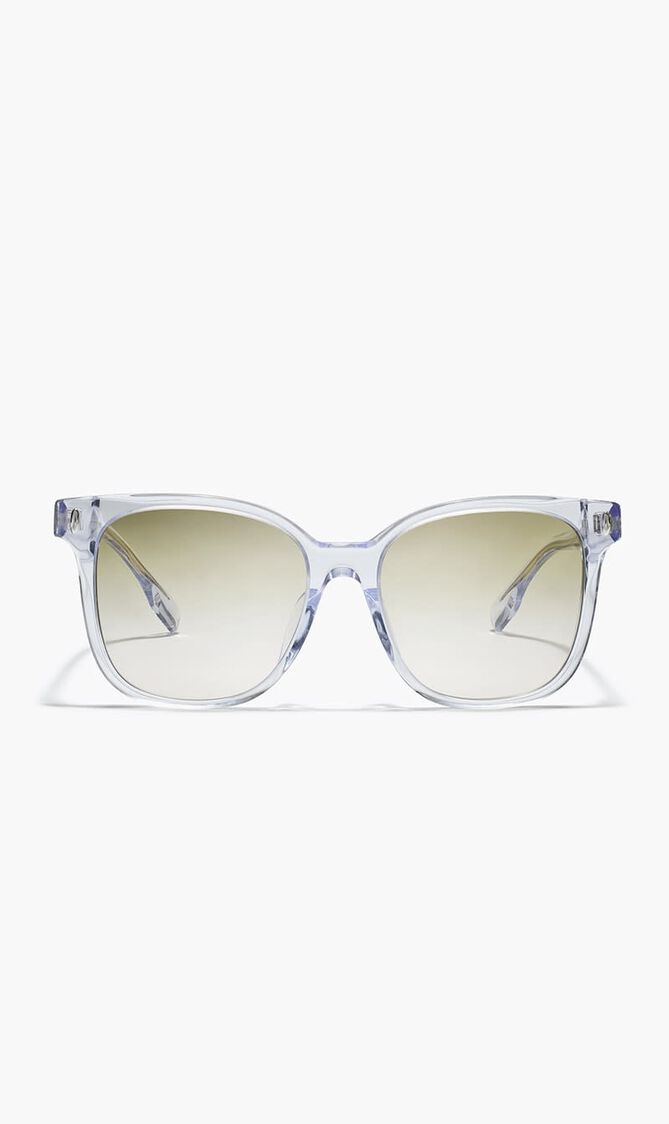 CLEAR FRAME WITH LIGHT BROWN GRADIENT LIGHT GREEN LENS 53