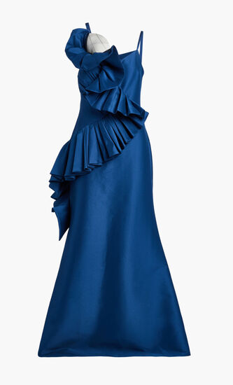 PLEATED SWIRL GOWN