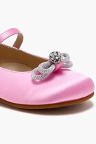 DOUBLE BOW PINK SATIN MINI BALLERINA