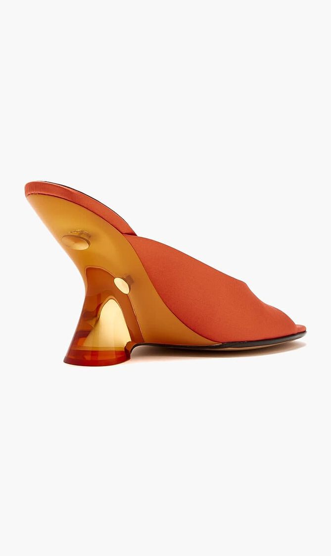 00010-WS261-1620 100MM COLOURED PLEXY WEDGE MULE ,IN SATIN