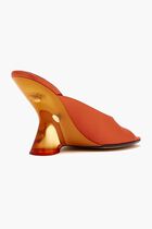00010-WS261-1620 100MM COLOURED PLEXY WEDGE MULE ,IN SATIN