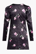 CRINKLED SATIN V-NECK MINI DRESS