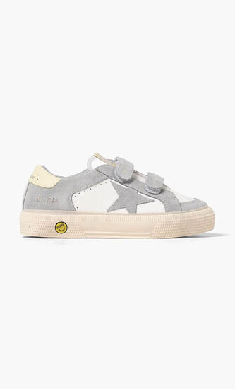 MAY SCHOOL LEATHER AND SUEDE UPPER SUEDE TOE AND STAR LEATHER HEEL