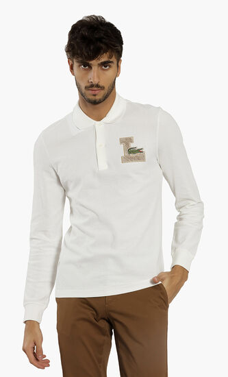 Textured Badge Cotton Polo Shirt