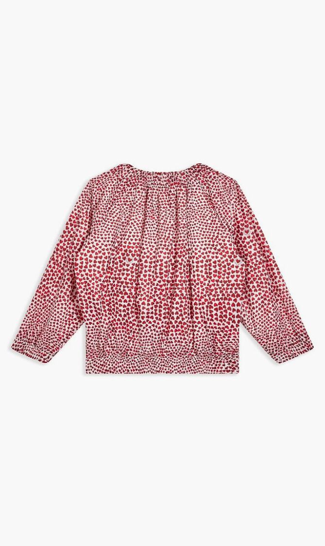 Heart-Print Crew Neck Blouse