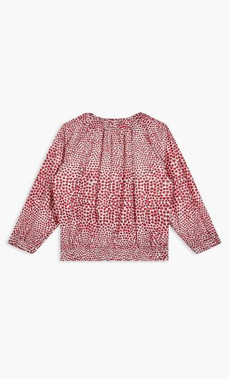 Heart-Print Crew Neck Blouse