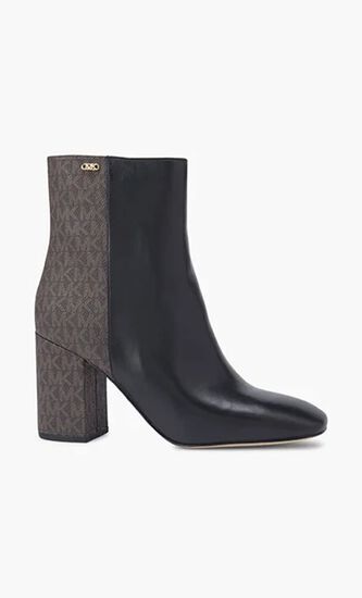 Perla Leather and Signature Logo Ankle Boot