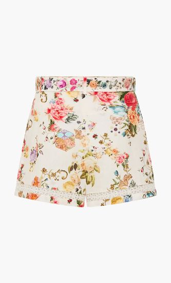 High Waisted Shorts with Lace Insert