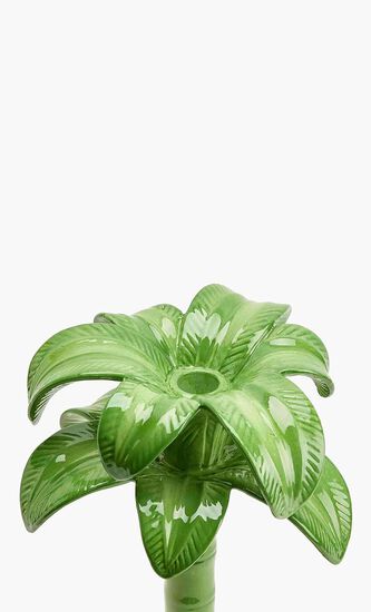 LMS PALM CANDLESTICK HOLDER - GREEN - LARGE