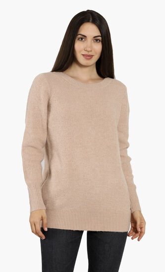 Banded V-Back Sweater