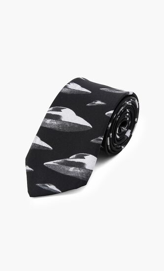 Saturn Print Silk Tie