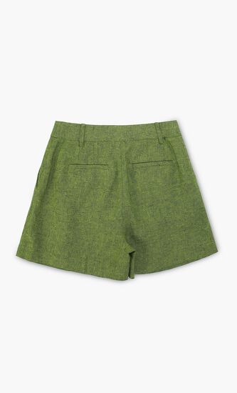 Pleated Linen Blend Shorts
