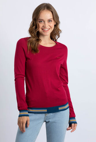 Contrast Stripe Edged Sweater